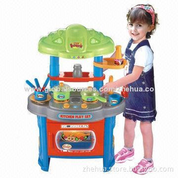 Fashion-style kids' dining kitchen play set with light and music for children
